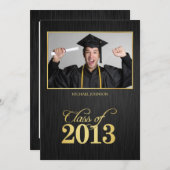 Invitation Classe noire et or élégante de 2013 (Devant / Derrière)