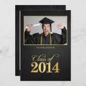 Invitation Classe noire et or élégante de 2014 (Devant / Derrière)