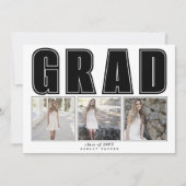 Invitation Classe noire moderne de graduation GRAD 2025 (Devant)