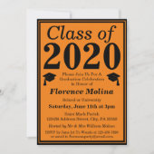 Invitation Classe noire orange de 2024 Graduation Photo (Devant)