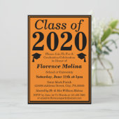 Invitation Classe noire orange de 2024 Graduation Photo (Debout devant)