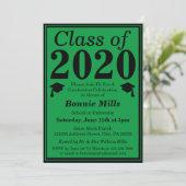 Invitation Classe noire verte de 2024 Graduation Photo (Debout devant)
