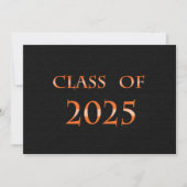 Invitation Classe Orange et Noir de 2025 Graduation Party (Devant)