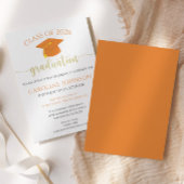 Invitation Classe Orange & Or De La Fête De Graduation