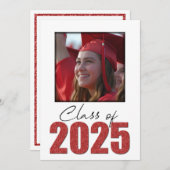 Invitation Classe Parties scintillant rouge de 2025 Faire-par (Devant / Derrière)