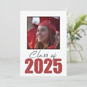 Invitation Classe Parties scintillant rouge de 2025 Photo Ope