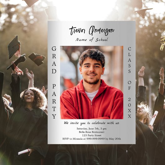 Invitation Classe photo argent de la fête de remise des diplô