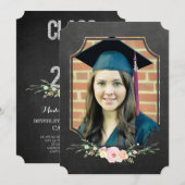 Invitation Classe photo de fin d'études de 2016 Chalkboard Fl (Devant / Derrière)