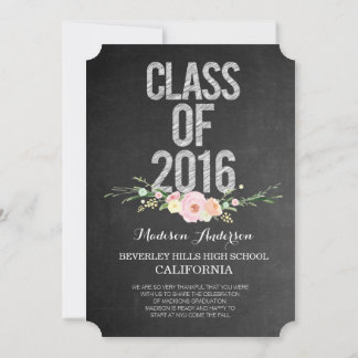 Invitation Classe photo de fin d'études de 2016 Chalkboard Fl