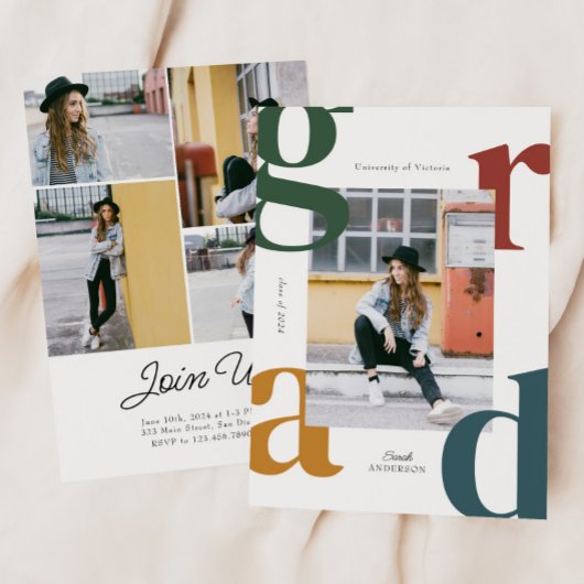 Invitation Classe photo Retro Bold de 2024 Graduation