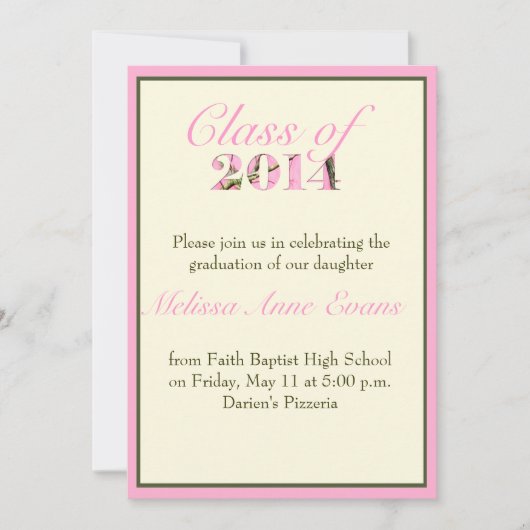 Invitation Classe Pink Camo 2014 Graduation Invite (Devant)