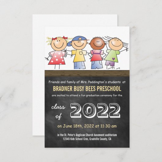 Invitation Classe pré-K préscolaire de 2022 (Devant / Derrière)
