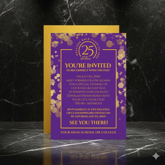 Invitation Classe Purple & Gold Réunion