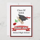Invitation Classe Red and Black Graduation Party de 2023 (Devant)