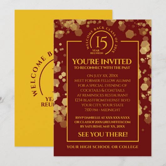 Invitation Classe Red & Gold Réunion (Devant / Derrière)