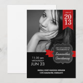 Invitation Classe Red Ribbon Chalkboard 2013 Big Photo Grad (Devant / Derrière)