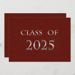 Invitation Classe Red & Silver de 2025 Graduation Party
