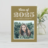 Invitation Classe rétro de 2024 Gold Photo Graduation (Debout devant)