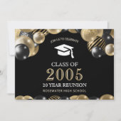 Invitation Classe Retrouvailles 20 ans moderne Black Gold (Devant)