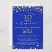 Invitation Classe Reunion Royal Blue Gold Star Éclairage chaq (Devant)