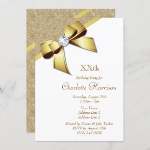 Invitation Classé Romantique Gold & White Anniversaire Party