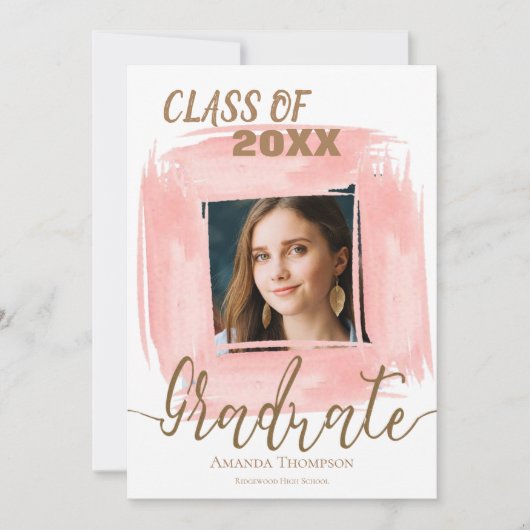 Invitation Classe Rose Abstraite De 2025 (Devant)