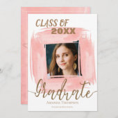 Invitation Classe Rose Abstraite De 2025 (Devant / Derrière)