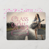 Invitation Classe rose de Annonces de Graduation 2015 (Devant / Derrière)