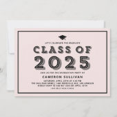 Invitation Classe rose et noir de 2025 Casquette Rétro Gradua (Devant)