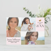 Invitation Classe rose pâle de 20XX Graduation Photo Collage (Debout devant)