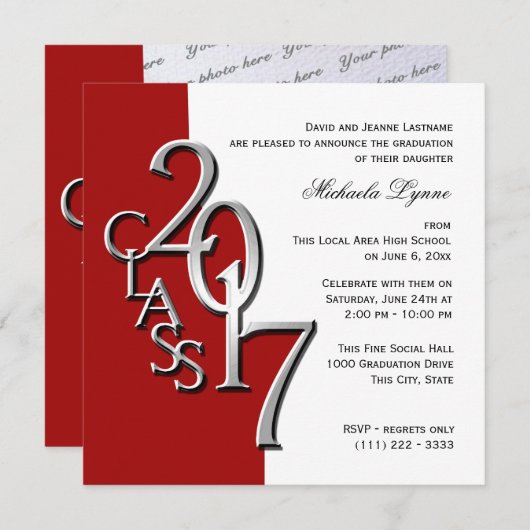 Invitation Classe rouge de 2017 (Devant / Derrière)