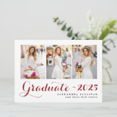 Invitation Classe rouge de 2025 - Collage photo Graduation (Debout devant)