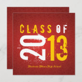 Invitation Classe rouge et jaune élégante de 2013 (Devant / Derrière)