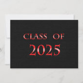 Invitation Classe rouge et noire de 2025 Graduation Party (Devant)