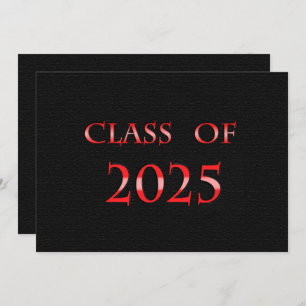 Invitation Classe rouge et noire de 2025 Graduation Party