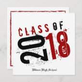 Invitation Classe rouge et noire et blanche artistique de (Devant / Derrière)