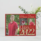 Invitation Classe Rouge et Or de 2022 Photo Graduation (Debout devant)