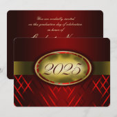 Invitation Classe rouge et or de 2025 (Devant / Derrière)