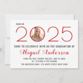 Invitation Classe rouge moderne de photo de graduation 2025 (Devant)