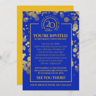 Invitation Classe Royal Blue & Gold Reunion