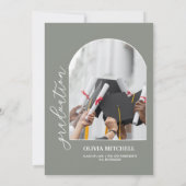Invitation Classe Sage Green de 2024 Arch Photo Graduation (Dos)