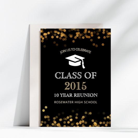 Invitation Classe secondaire Reunion Black Gold