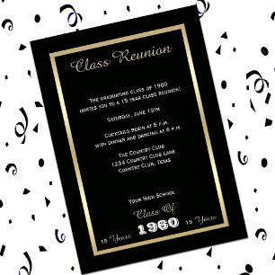 Invitation Classe secondaire Réunion Noir et Or