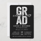 Invitation Classe Silver GRAD de 2025 Stylish Graduation Part (Devant)