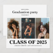 Invitation Classe simple Bold de 2025 Graduate Photo Collage (Devant / Derrière)