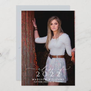 Invitation Classe simple de 2022 Blue 2 Photo Graduation Part