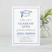 Invitation Classe simple moderne de 2023 Blue Graduation Phot (Debout devant)