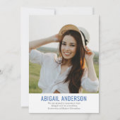 Invitation Classe simple moderne de 2023 Blue Graduation Phot (Dos)