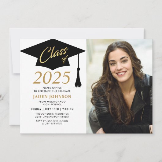 Invitation Classe simple moderne de 2023 Photo Graduation Par (Devant)