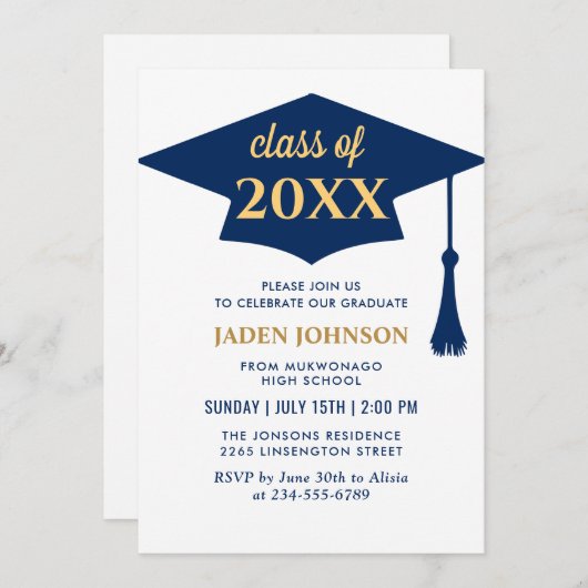 Invitation Classe simple moderne de 2024 Graduation Party (Devant / Derrière)